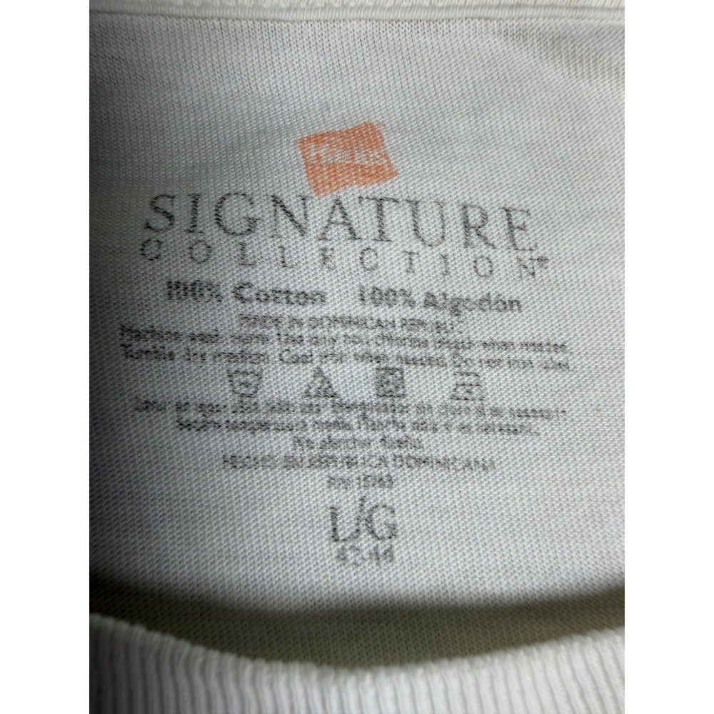 Hanes Signature Collection Mens White Cotton Crewneck T-Shirts 2 Pack Vintage LG